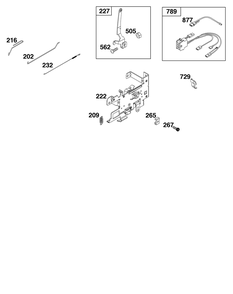 Controls Group Diagram and Parts List for 31R877-0001-B5 200000 - 399999 Briggs and Stratton Engine